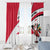 Trinidad and Tobago National Map Window Curtain with Scarlet Ibis and Coat of Arms on Red White Star Theme - Wonder Print Shop
