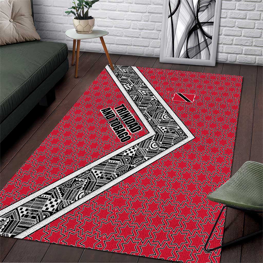 Trinidad and Tobago Flamingos Sunset Area Rug with Tribal Masks and Red Star Pattern - Wonder Print Shop