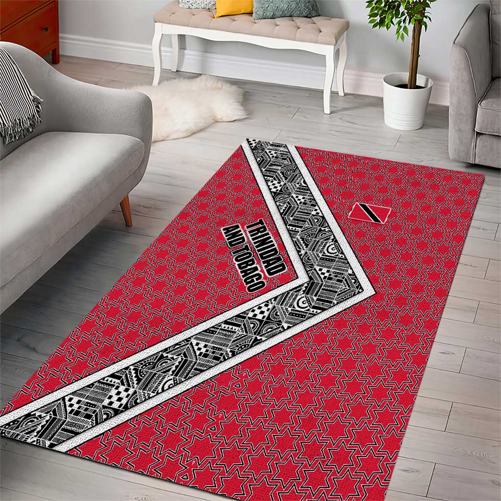 Trinidad and Tobago Flamingos Sunset Area Rug with Tribal Masks and Red Star Pattern - Wonder Print Shop