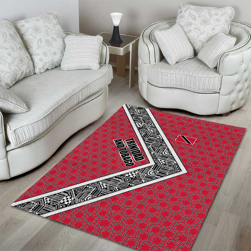 Trinidad and Tobago Flamingos Sunset Area Rug with Tribal Masks and Red Star Pattern - Wonder Print Shop