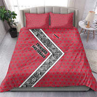 Trinidad and Tobago Flamingos Sunset Bedding Set with Tribal Masks and Red Star Pattern - Wonder Print Shop