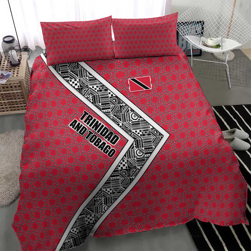 Trinidad and Tobago Flamingos Sunset Bedding Set with Tribal Masks and Red Star Pattern - Wonder Print Shop