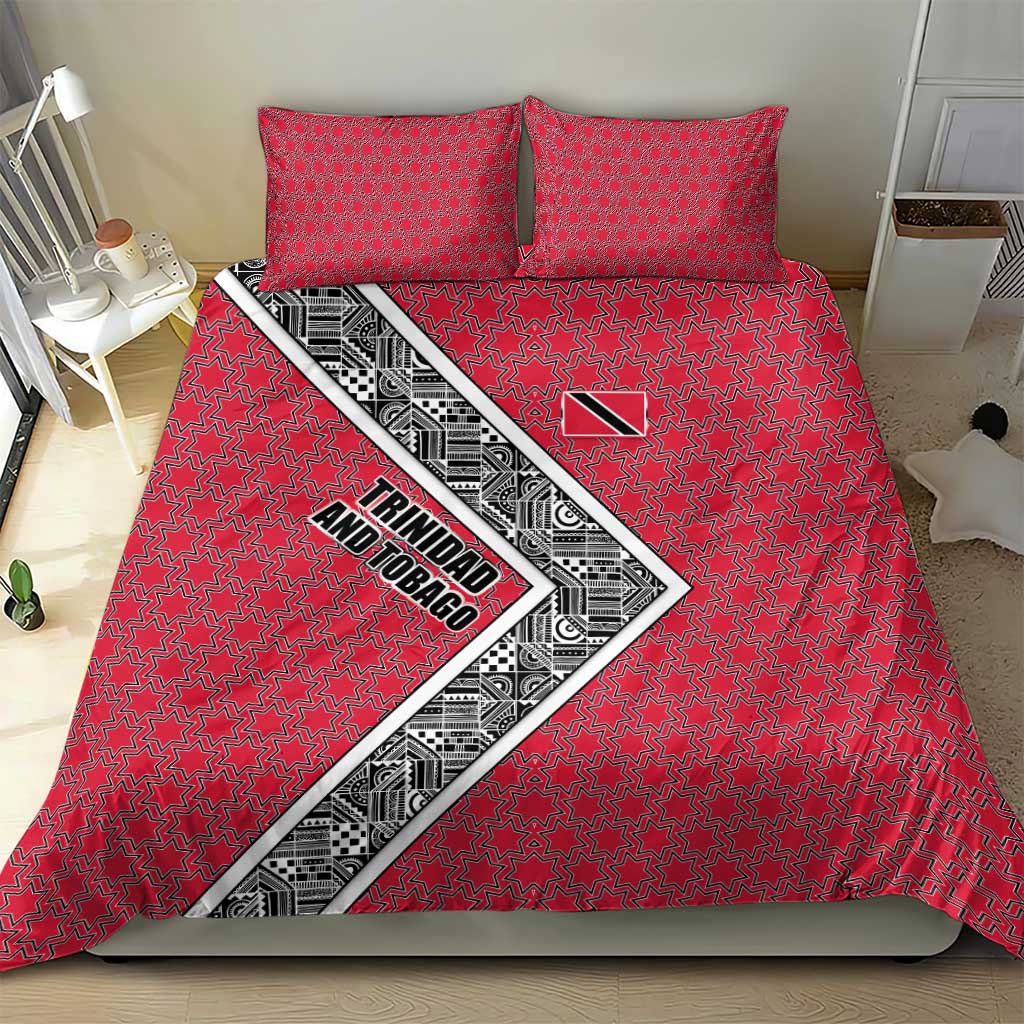 Trinidad and Tobago Flamingos Sunset Bedding Set with Tribal Masks and Red Star Pattern - Wonder Print Shop