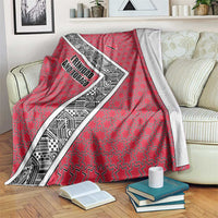 Trinidad and Tobago Flamingos Sunset Blanket with Tribal Masks and Red Star Pattern - Wonder Print Shop