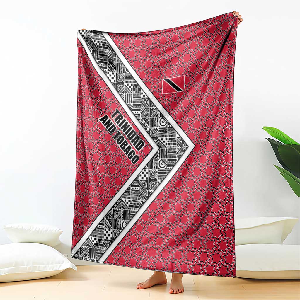 Trinidad and Tobago Flamingos Sunset Blanket with Tribal Masks and Red Star Pattern - Wonder Print Shop