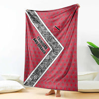 Trinidad and Tobago Flamingos Sunset Blanket with Tribal Masks and Red Star Pattern - Wonder Print Shop