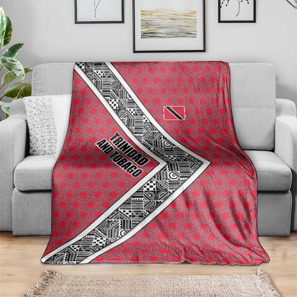 Trinidad and Tobago Flamingos Sunset Blanket with Tribal Masks and Red Star Pattern - Wonder Print Shop