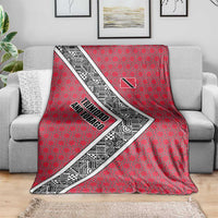 Trinidad and Tobago Flamingos Sunset Blanket with Tribal Masks and Red Star Pattern - Wonder Print Shop