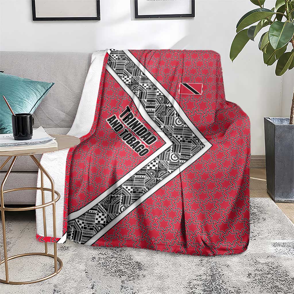 Trinidad and Tobago Flamingos Sunset Blanket with Tribal Masks and Red Star Pattern - Wonder Print Shop