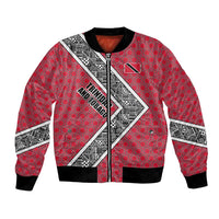 Trinidad and Tobago Flamingos Sunset Bomber Jacket with Tribal Masks and Red Star Pattern - Wonder Print Shop