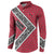 Trinidad and Tobago Flamingos Sunset Button Sweatshirt with Tribal Masks and Red Star Pattern - Wonder Print Shop