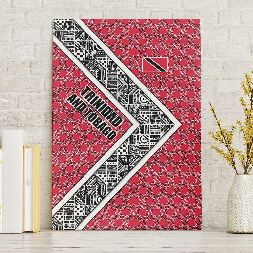 Trinidad and Tobago Flamingos Sunset Canvas Wall Art with Tribal Masks and Red Star Pattern - Wonder Print Shop