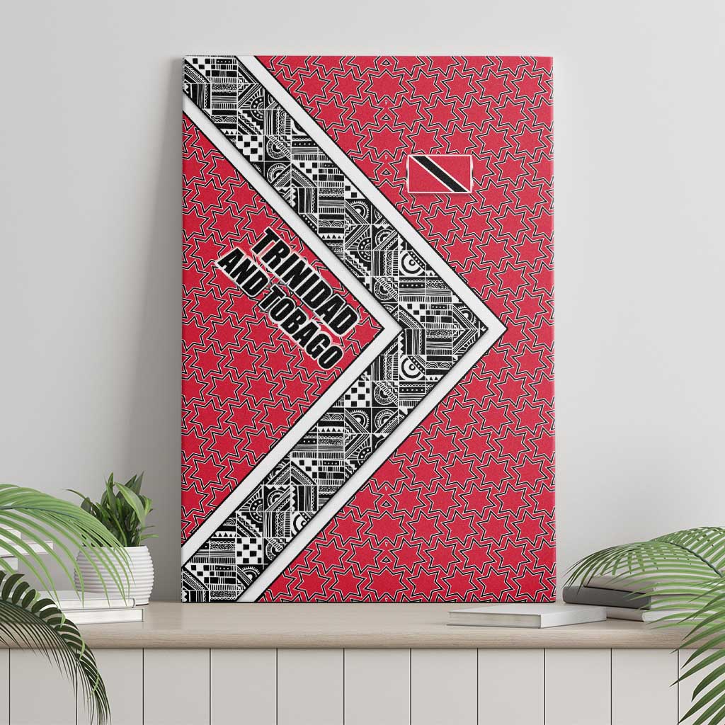 Trinidad and Tobago Flamingos Sunset Canvas Wall Art with Tribal Masks and Red Star Pattern - Wonder Print Shop