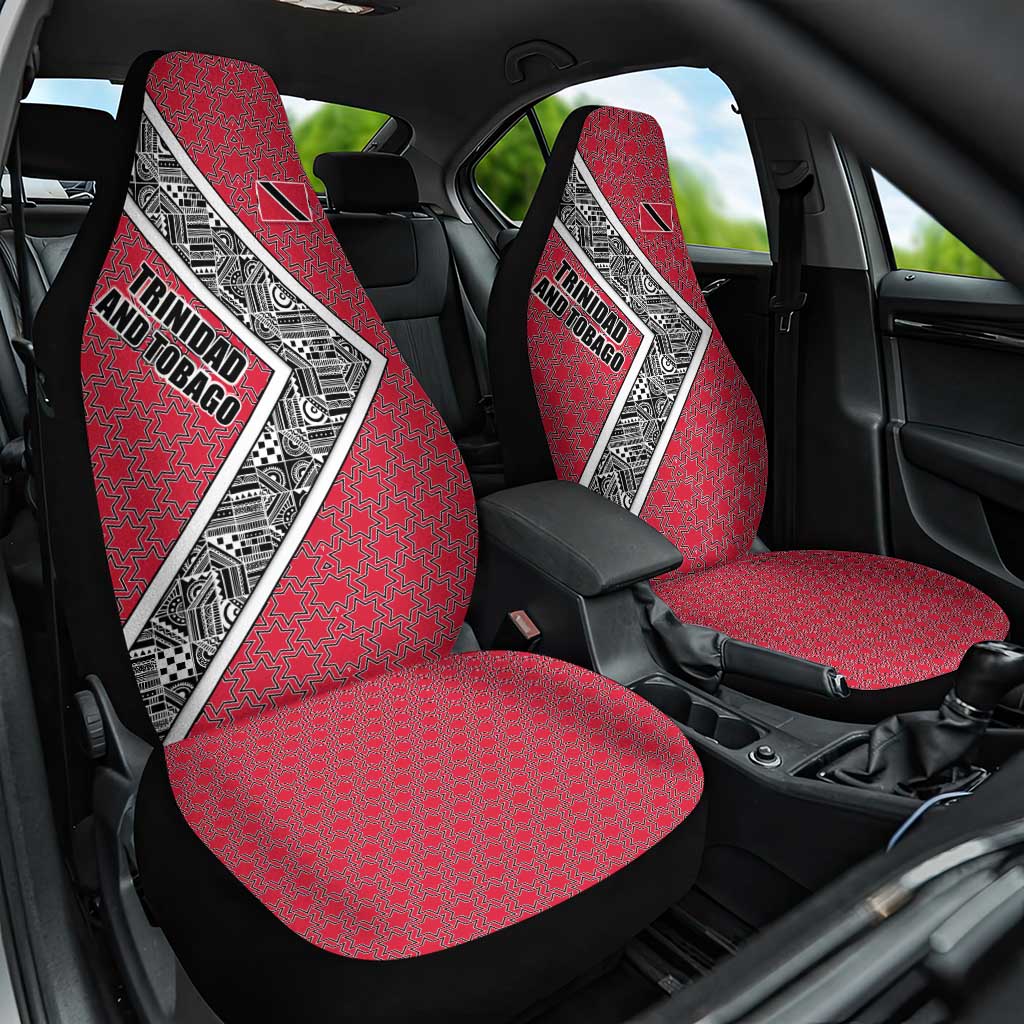 Trinidad and Tobago Flamingos Sunset Car Seat Cover with Tribal Masks and Red Star Pattern - Wonder Print Shop