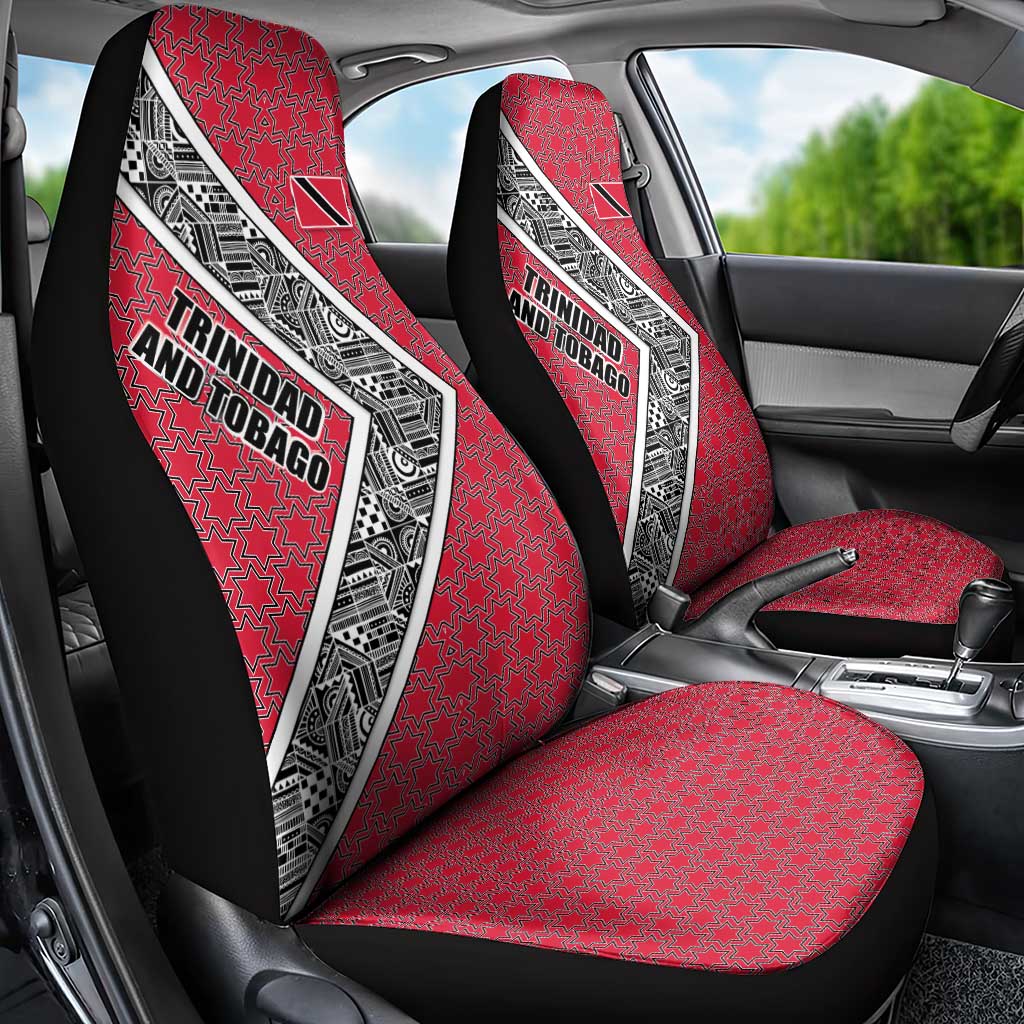Trinidad and Tobago Flamingos Sunset Car Seat Cover with Tribal Masks and Red Star Pattern - Wonder Print Shop