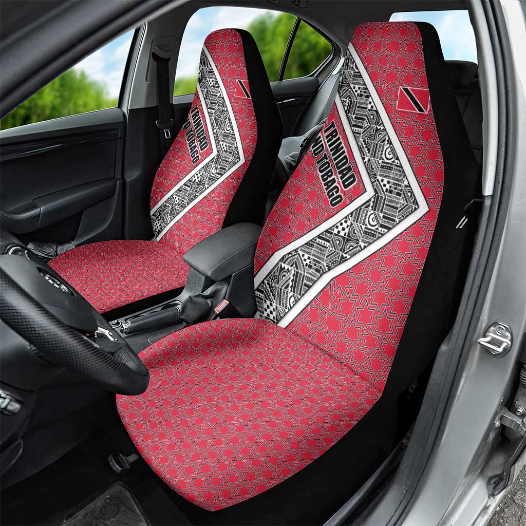 Trinidad and Tobago Flamingos Sunset Car Seat Cover with Tribal Masks and Red Star Pattern - Wonder Print Shop