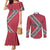 Trinidad and Tobago Flamingos Sunset Couples Matching Mermaid Dress and Long Sleeve Button Shirt with Tribal Masks and Red Star Pattern - Wonder Print Shop
