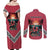 Trinidad and Tobago Flamingos Sunset Couples Matching Off Shoulder Maxi Dress and Long Sleeve Button Shirt with Tribal Masks and Red Star Pattern - Wonder Print Shop