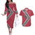 Trinidad and Tobago Flamingos Sunset Couples Matching Off The Shoulder Long Sleeve Dress and Hawaiian Shirt with Tribal Masks and Red Star Pattern - Wonder Print Shop