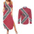 Trinidad and Tobago Flamingos Sunset Couples Matching Summer Maxi Dress and Long Sleeve Button Shirt with Tribal Masks and Red Star Pattern - Wonder Print Shop