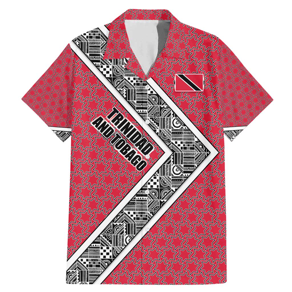 Trinidad and Tobago Flamingos Sunset Family Matching Mermaid Dress and Hawaiian Shirt with Tribal Masks and Red Star Pattern - Wonder Print Shop