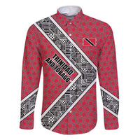 Trinidad and Tobago Flamingos Sunset Family Matching Off The Shoulder Long Sleeve Dress and Hawaiian Shirt with Tribal Masks and Red Star Pattern - Wonder Print Shop