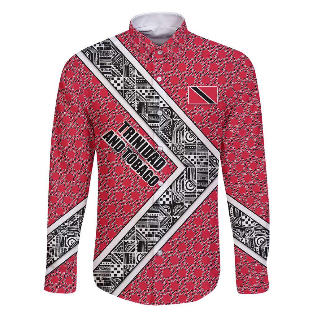 Trinidad and Tobago Flamingos Sunset Family Matching Short Sleeve Bodycon Dress and Hawaiian Shirt with Tribal Masks and Red Star Pattern - Wonder Print Shop