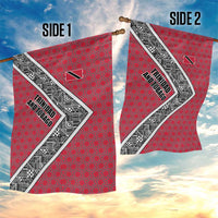 Trinidad and Tobago Flamingos Sunset Garden Flag with Tribal Masks and Red Star Pattern - Wonder Print Shop