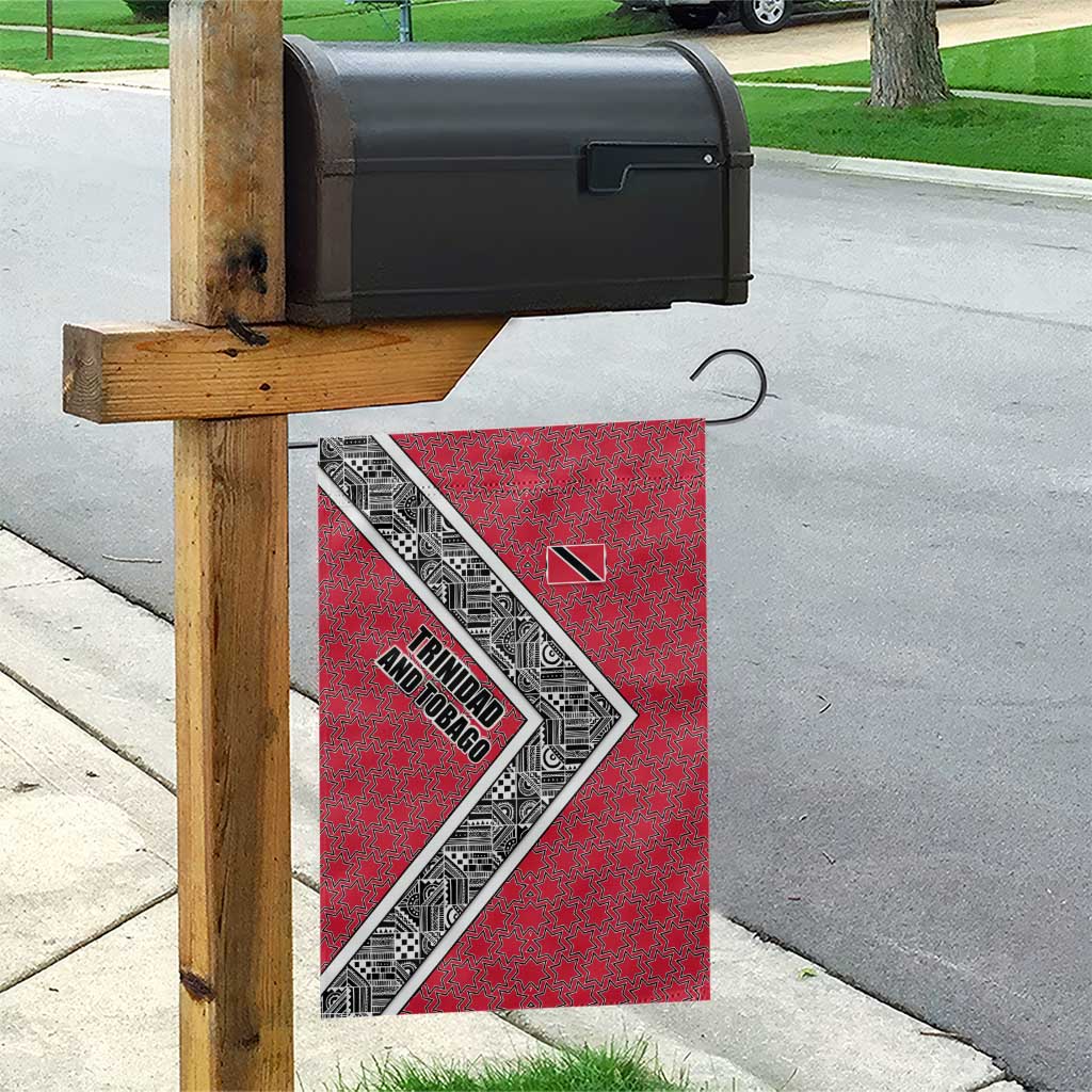 Trinidad and Tobago Flamingos Sunset Garden Flag with Tribal Masks and Red Star Pattern - Wonder Print Shop