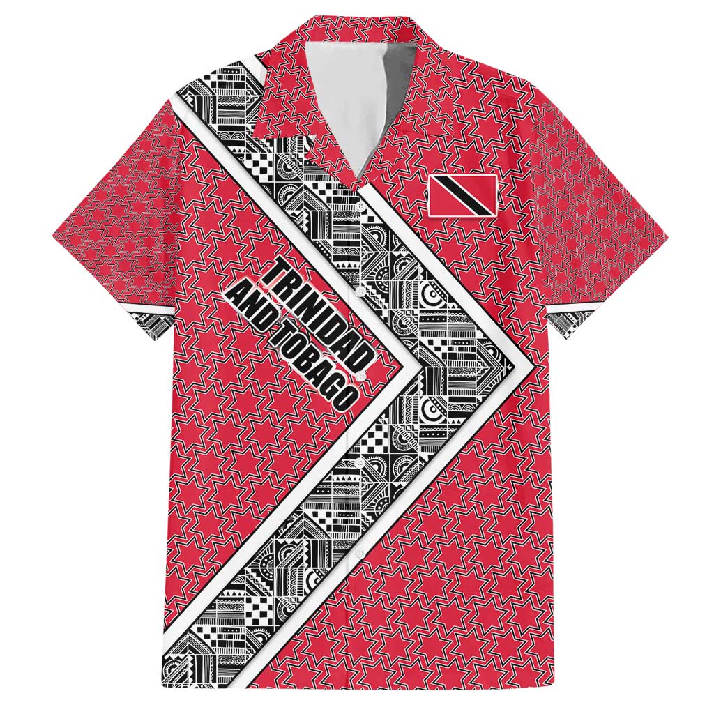Trinidad and Tobago Flamingos Sunset Hawaiian Shirt with Tribal Masks and Red Star Pattern - Wonder Print Shop