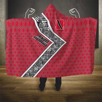 Trinidad and Tobago Flamingos Sunset Hooded Blanket with Tribal Masks and Red Star Pattern - Wonder Print Shop