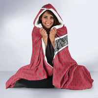 Trinidad and Tobago Flamingos Sunset Hooded Blanket with Tribal Masks and Red Star Pattern - Wonder Print Shop