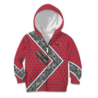 Trinidad and Tobago Flamingos Sunset Kid Hoodie with Tribal Masks and Red Star Pattern - Wonder Print Shop