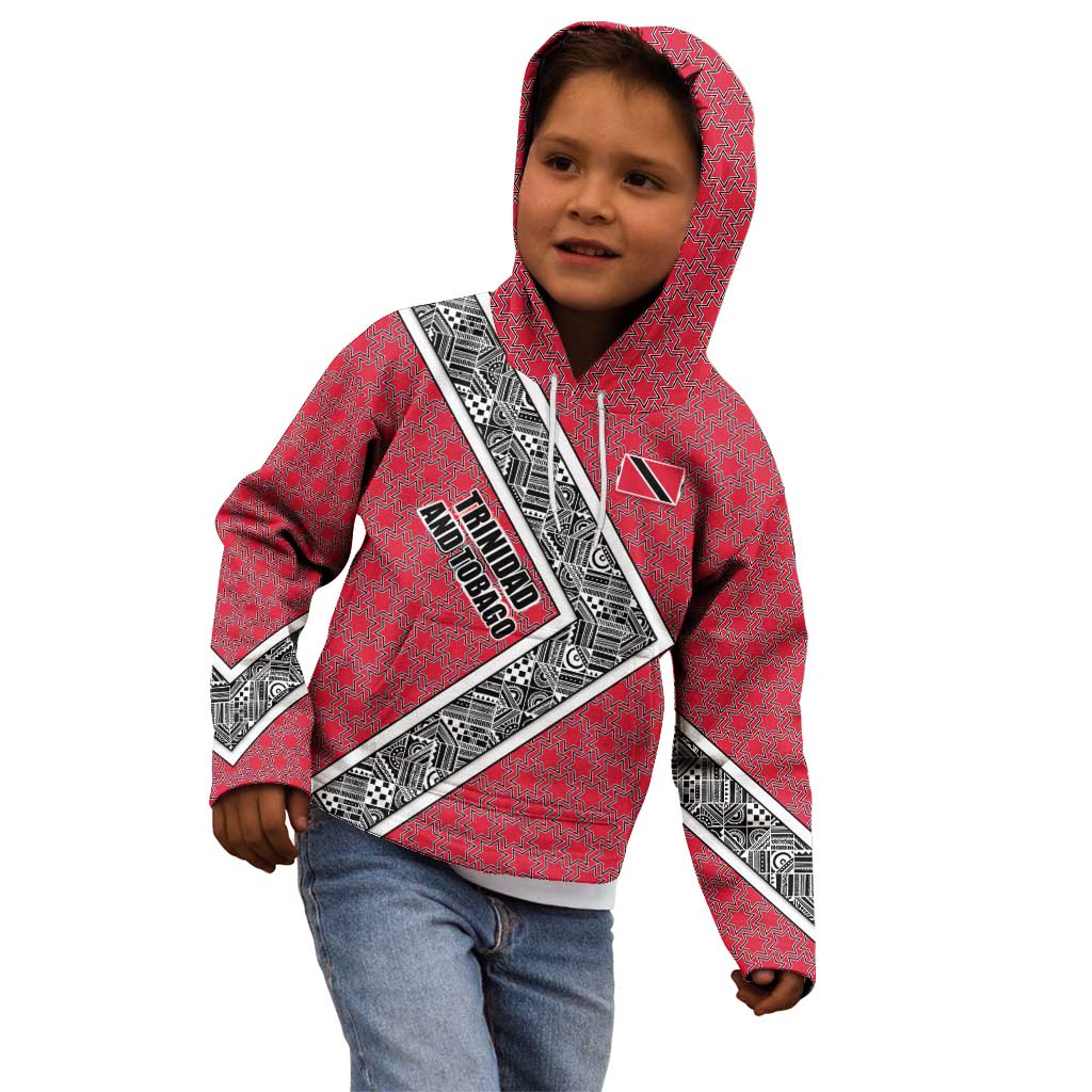 Trinidad and Tobago Flamingos Sunset Kid Hoodie with Tribal Masks and Red Star Pattern - Wonder Print Shop
