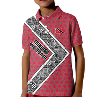 Trinidad and Tobago Flamingos Sunset Kid Polo Shirt with Tribal Masks and Red Star Pattern - Wonder Print Shop