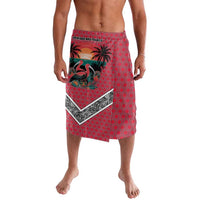 Trinidad and Tobago Flamingos Sunset Lavalava with Tribal Masks and Red Star Pattern - Wonder Print Shop