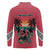 Trinidad and Tobago Flamingos Sunset Long Sleeve Polo Shirt with Tribal Masks and Red Star Pattern - Wonder Print Shop