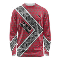 Trinidad and Tobago Flamingos Sunset Long Sleeve Shirt with Tribal Masks and Red Star Pattern - Wonder Print Shop