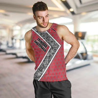 Trinidad and Tobago Flamingos Sunset Men Tank Top with Tribal Masks and Red Star Pattern - Wonder Print Shop