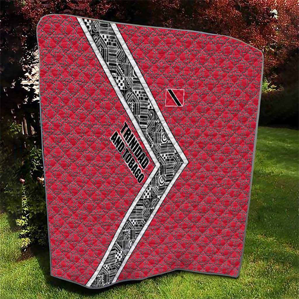 Trinidad and Tobago Flamingos Sunset Quilt with Tribal Masks and Red Star Pattern - Wonder Print Shop