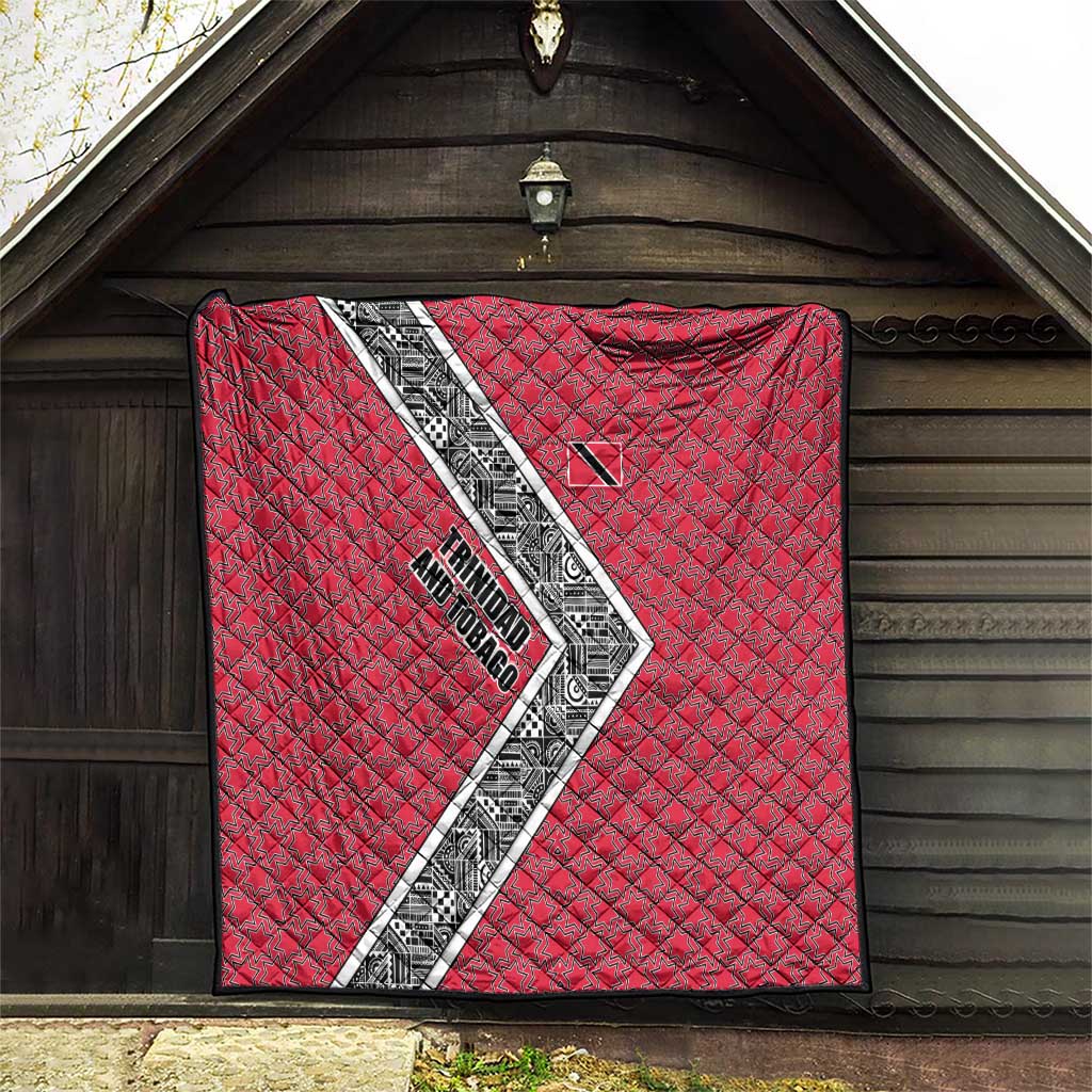 Trinidad and Tobago Flamingos Sunset Quilt with Tribal Masks and Red Star Pattern - Wonder Print Shop