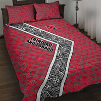 Trinidad and Tobago Flamingos Sunset Quilt Bed Set with Tribal Masks and Red Star Pattern - Wonder Print Shop