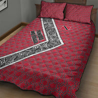 Trinidad and Tobago Flamingos Sunset Quilt Bed Set with Tribal Masks and Red Star Pattern - Wonder Print Shop