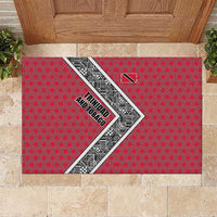 Trinidad and Tobago Flamingos Sunset Rubber Doormat with Tribal Masks and Red Star Pattern - Wonder Print Shop