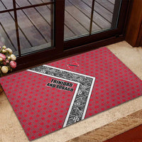 Trinidad and Tobago Flamingos Sunset Rubber Doormat with Tribal Masks and Red Star Pattern - Wonder Print Shop