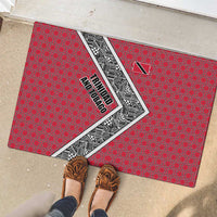 Trinidad and Tobago Flamingos Sunset Rubber Doormat with Tribal Masks and Red Star Pattern - Wonder Print Shop