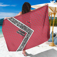 Trinidad and Tobago Flamingos Sunset Sarong with Tribal Masks and Red Star Pattern - Wonder Print Shop