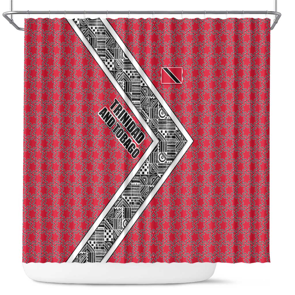 Trinidad and Tobago Flamingos Sunset Shower Curtain with Tribal Masks and Red Star Pattern - Wonder Print Shop