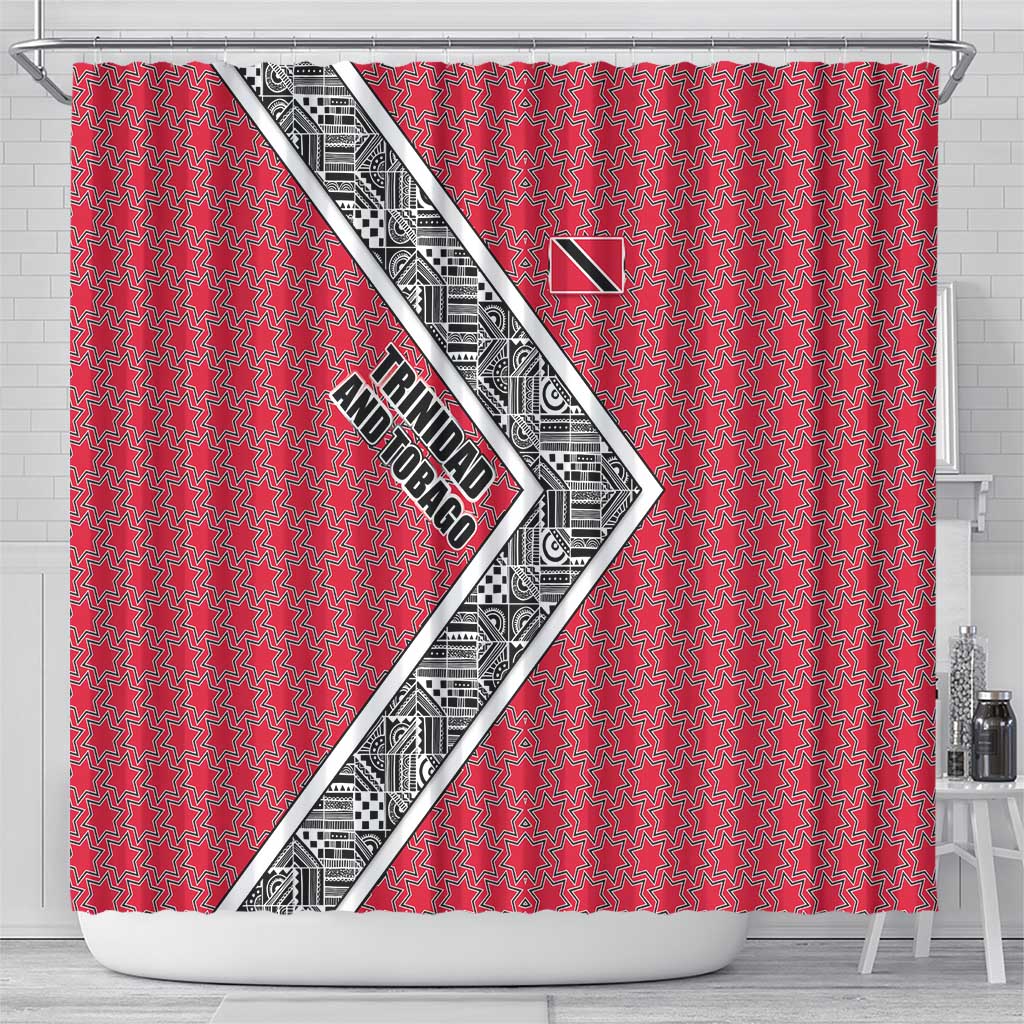 Trinidad and Tobago Flamingos Sunset Shower Curtain with Tribal Masks and Red Star Pattern - Wonder Print Shop
