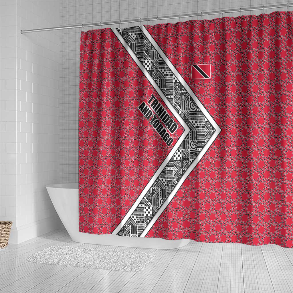 Trinidad and Tobago Flamingos Sunset Shower Curtain with Tribal Masks and Red Star Pattern - Wonder Print Shop